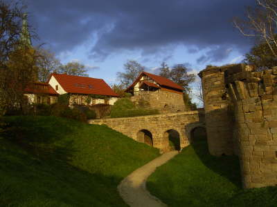 Burgruine Zugbr�cke am Abend
